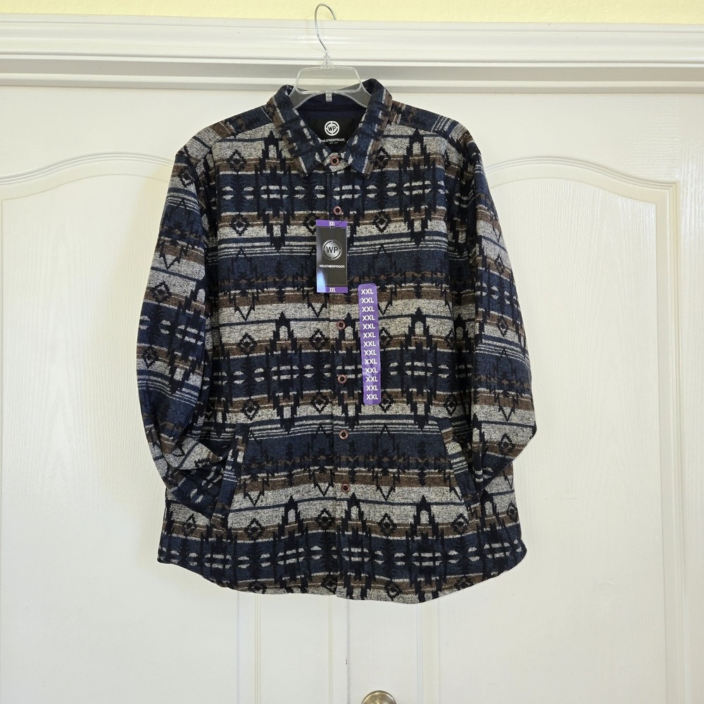 NWT Weatherproof men's Flannel Shirt/Jacket Aztec/SW XXL Cabincore Cozy Outdoor